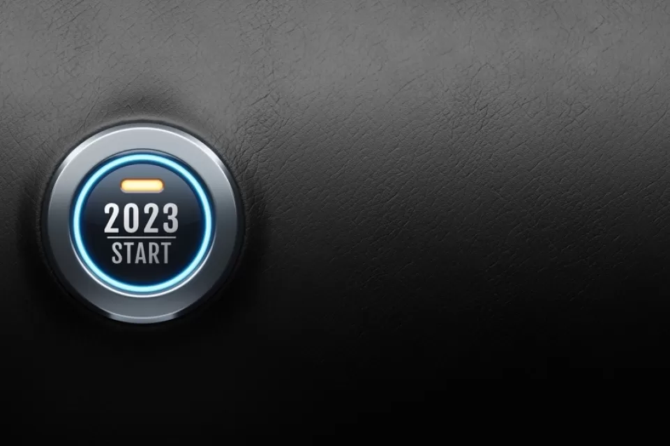 A button to start a car reads “2023 Start”